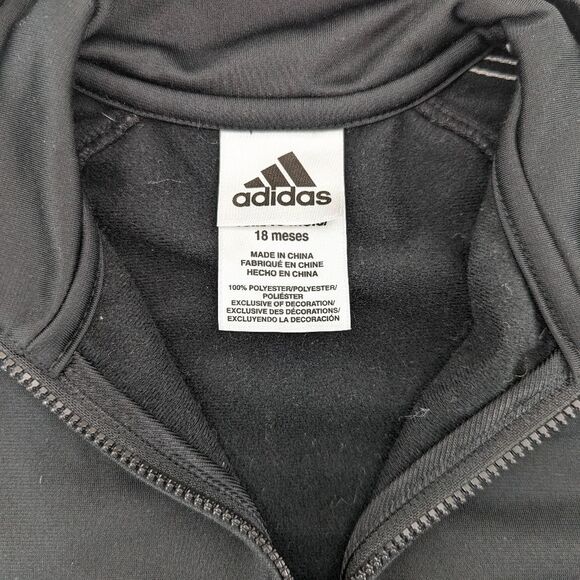Adidas Toddler Boy's Black and White Two Piece Sweat Suit Size 18M - Picture 2 of 3